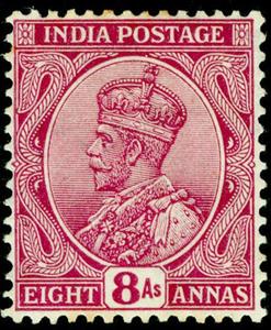 Stamp, King George V with Indian emperor's crown (wmk mult. Star), India,  