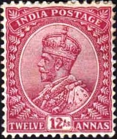 Stamp, King George V with Indian emperor's crown (wmk mult. Star), India,  