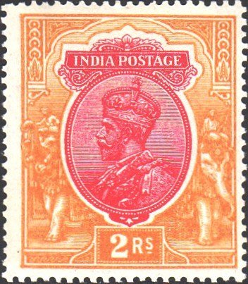 King George V with Indian emperor's crown (wmk mult. Star)