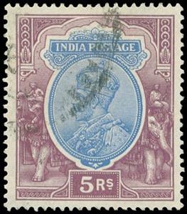 Stamp, King George V with Indian emperor's crown (wmk mult. Star), India,  , Kings