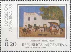 Stamp, "La llegada" Pedro Figari painting, Argentina,  
