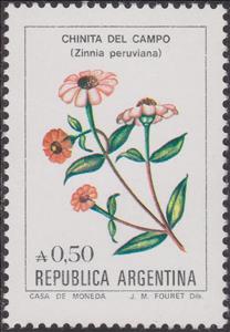 Stamp, Zinnia peruviana, Argentina,  , Flowers