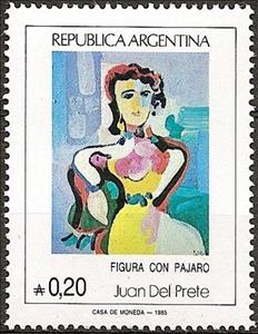Stamp, Del Petre painting, Argentina,  