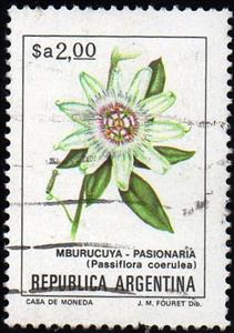 Stamp, Passiflora coerulea, Argentina,  , Flowers