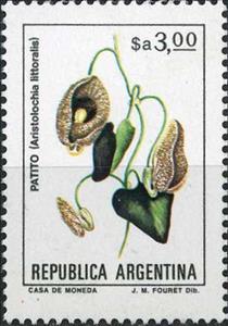Stamp, Aristolochia littoralis, Argentina,  , Flowers, Plants (Flora)
