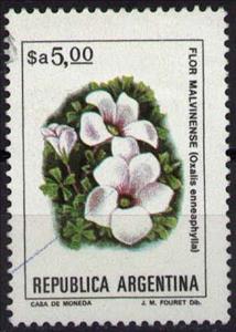 Stamp, Oxallis enneaphyla, Argentina,  , Flowers