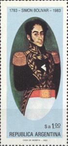 Stamp, Simón Bolívar - Oleo, Argentina,  