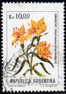 Stamp, Alstroemeria aurantiaca, Argentina,  , Flowers