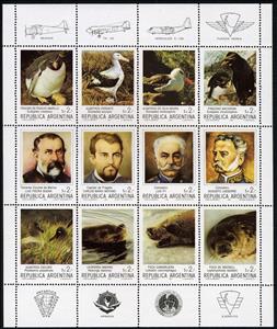 Mini Sheet, Mini Sheet with 12 Stamps, Argentina,  , Birds, Aviation, Animals (Fauna), Aircrafts