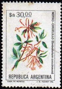 Stamp, Embothrium coccineum, Argentina,  , Flowers, Plants (Flora)