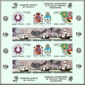 Mini Sheet, Philately Expo Argentina '85 and Spain '84, Argentina,  
