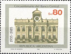 Stamp, 50 Years of B.C.R.A., Argentina,  