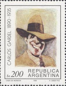 Stamp, Carlos Gardel - Sábat painting, Argentina,  