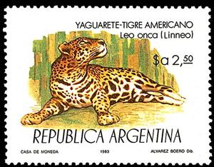 Stamp, Jaguar (Panthera onca), Argentina,  , Cats
