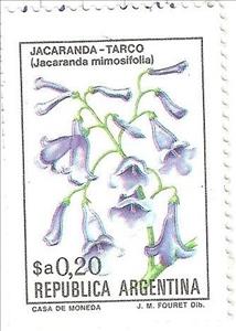Stamp, Jacaranda-Tarco, Argentina,  , Flowers