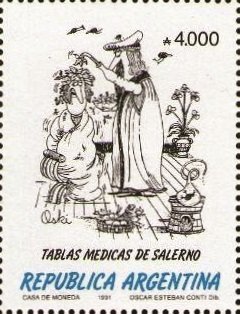 Stamp, Tablas Médicas de Salerno, Argentina,  