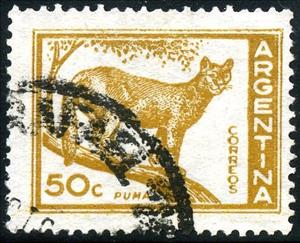 Stamp, Puma (Felis concolor), Argentina,  , Mammals, Animals (Fauna), Pumas