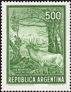 Stamp, Red Deer (Cervus elaphus), Argentina,  , Mammals, Animals (Fauna), Deer
