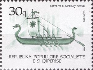 Stamp, Illyrian Galley, Albania,  , Ships