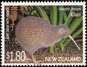Stamp, Okarito Brown Kiwi (Apteryx rowi), New Zealand,  , Birds