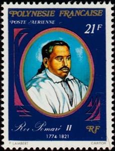 Stamp, King Pomare II (1774-1821), French Polynesia,  