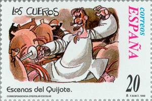 Stamp, School Correspondence. Don Quixote, Spain,  , Famous People, Books, Middle Ages