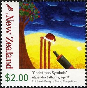 Stamp, Beach Cricket, New Zealand,  , Christmas