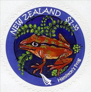 Stamp, Hamilton's Frog, New Zealand,  , Frogs, Amphibians, Animals (Fauna)