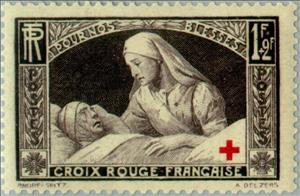 Stamp, For our wounded, France,  , Red Cross and Red Crescent, Healthcare