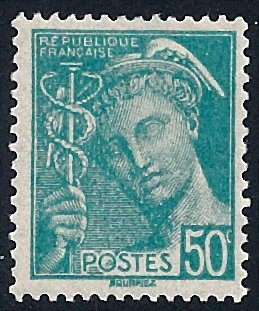 Stamp, Mercure 50c turquoise, France,  
