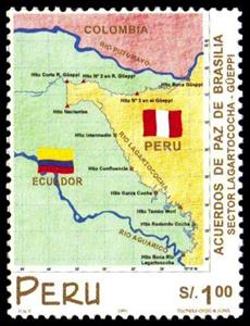 Stamp, Region Lagatococha to Gueppi, Peru,  , Maps