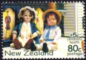 Stamp, French Doll from Jumeau (c.1895) & doll from Schoenhut (1911, New Zealand,  , Toys