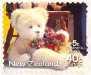 Stamp, Teddy Bear "Geronimo" from Rose Hill (1996), New Zealand,  , Toys, Bears, Teddy Bears