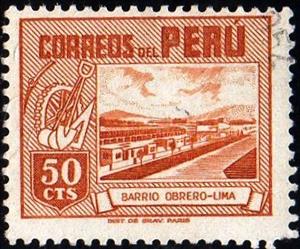 Stamp, Worker’s Houses, Lima, Peru,  