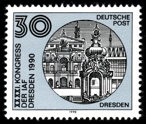 Stamp, Buildings in Dresden, Germany, Democratic Republic,  