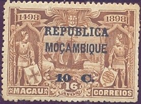 Stamp, Fleet of Vasco da Gama on the run - on Macao stamp, Mozambique,  