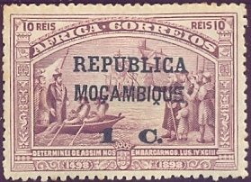 Fleet of Vasco da Gama on the run - on Africa stamp