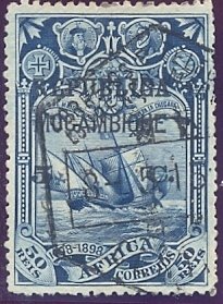 Stamp, Fleet of Vasco da Gama on the run - on Africa stamp, Mozambique,  