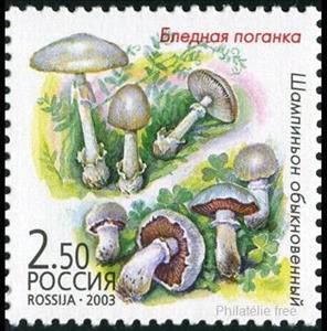 Stamp, Amanita & Agaricus, Russia,  , Mushrooms