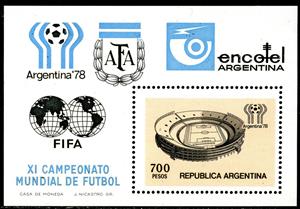 Souvenir Sheet, River Plate Stadium, Buenos Aires, Argentina,  , Stadiums, Seals (Emblems), Football (Soccer)
