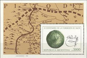 Souvenir Sheet, Block - 400 years of the founding of Salta, Argentina,  