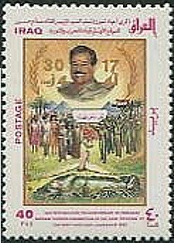 President Saddam Hussein, dead soldier, demonstrators