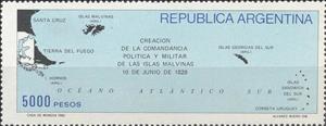 Stamp, Map of the islands, Argentina,  , Maps, Islands