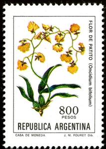 Stamp, Gomesa bifolia (syn.Oncidium bifolium), Argentina,  , Flowers, Orchids, Plants (Flora)