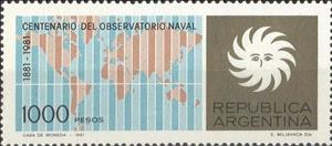 Stamp, 100 years of Naval Observatory, Argentina,  , Maps, Geography