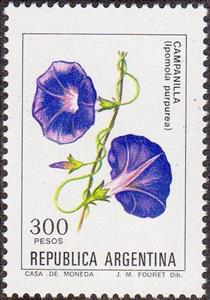 Stamp, Campanilla - Ipomola purpurea, Argentina,  , Flowers