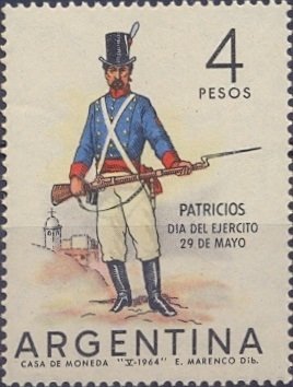 Stamp, Army Day, Argentina,  , Uniforms, Army