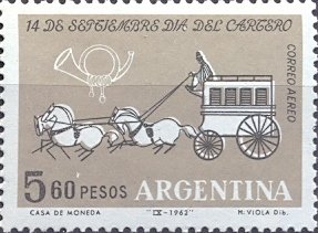 Stamp, Postman day, Argentina,  , Mailcoaches
