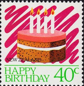 Stamp, Happy Birthday, New Zealand,  , Lamps and Candles, Greetings, Anniversaries and Jubilees