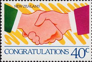 Stamp, Congratulations, New Zealand,  , Hands, Greetings